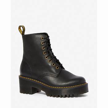 Dr Martens Shriver Hi Wyoming Kožené - Cierne Cizmy Damske, D381SK